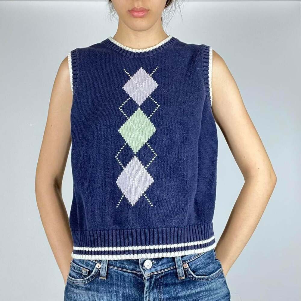 Old Navy Women's Navy and Green Gilet